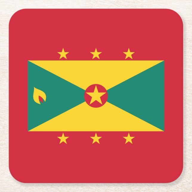 Dessous De Verre Carré Drapeau de la Grenade (Devant)