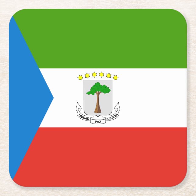 Dessous De Verre Carré Drapeau de la Guinée équatoriale (Devant)