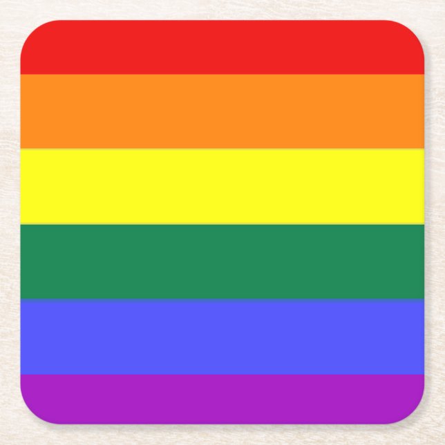 Dessous De Verre Carré Drapeau de la Rainbow Pride gay lesbienne LGBT (Devant)