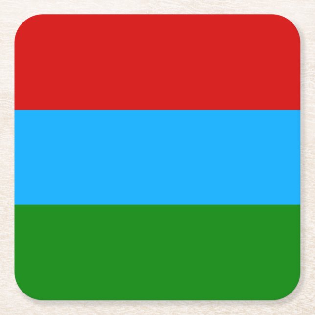 Dessous De Verre Carré Drapeau de la République de Karelia (Devant)
