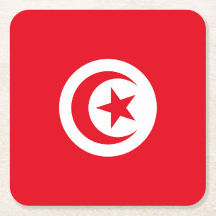 Dessous De Verre Carré Drapeau de la Tunisie
