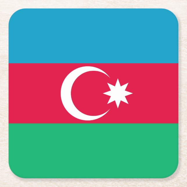 Dessous De Verre Carré Drapeau de l'Azerbaïdjan patriotique (Devant)