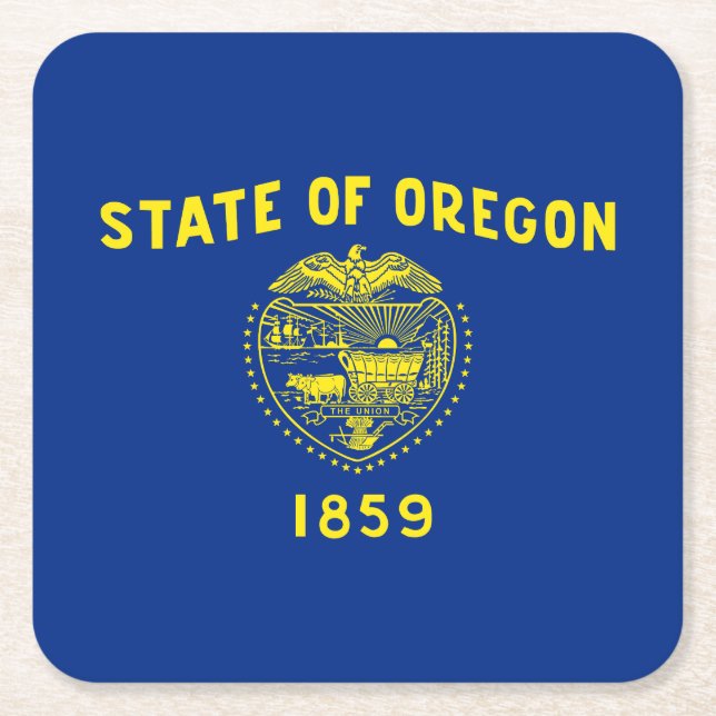 Dessous De Verre Carré Drapeau de l'État de l'Oregon (Devant)