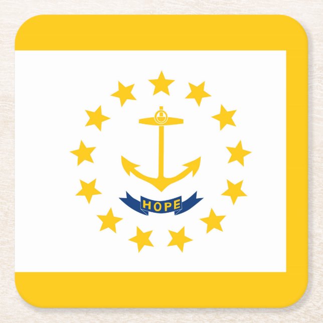 Dessous De Verre Carré Drapeau de l'État de Rhode Island (Devant)
