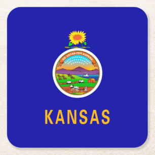 Dessous De Verre Carré Drapeau de l'État du Kansas