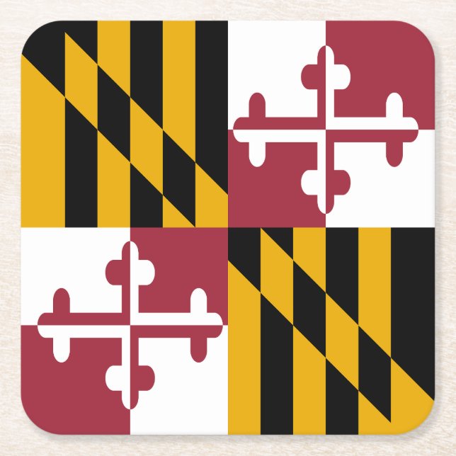 Dessous De Verre Carré Drapeau de l'État du Maryland (Devant)