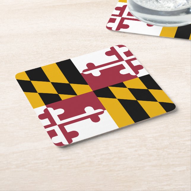 Dessous De Verre Carré Drapeau de l'État du Maryland (Incliné)