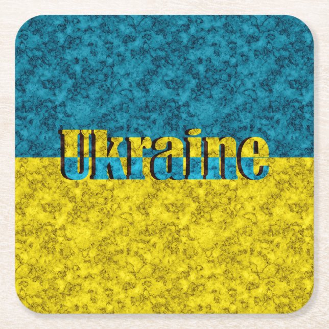Dessous De Verre Carré Drapeau de l'Ukraine (Devant)