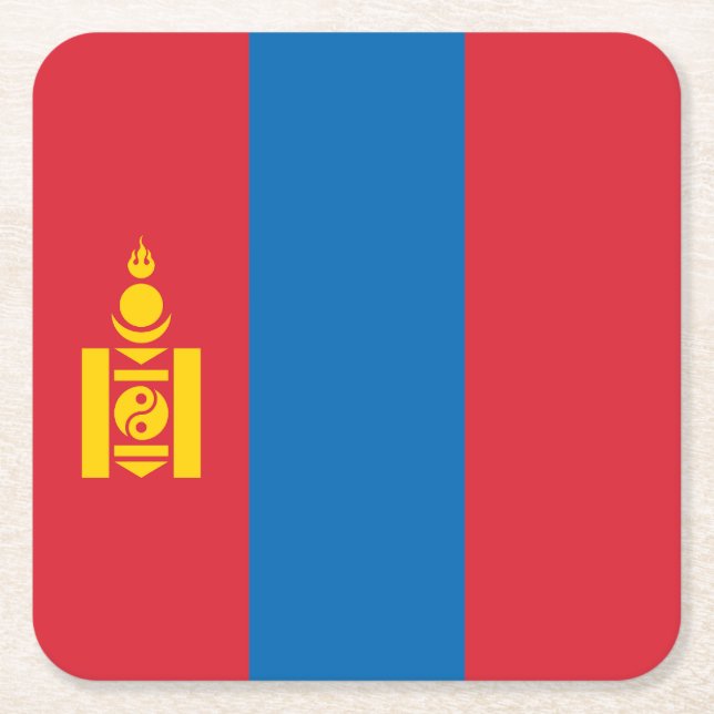 Dessous De Verre Carré Drapeau de Mongolie (Devant)