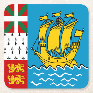 Dessous De Verre Carré Drapeau de Saint-Pierre-et-Miquelon