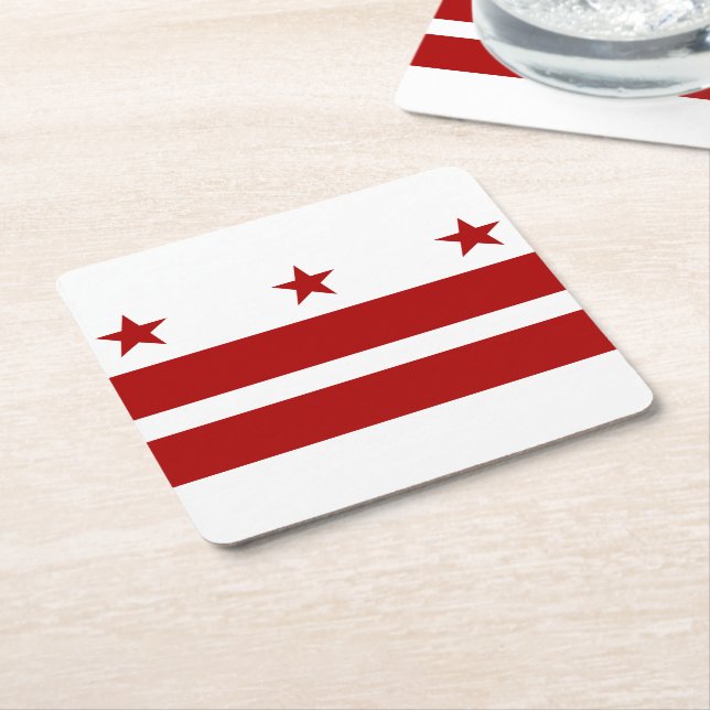 Dessous De Verre Carré Drapeau de Washington DC (Incliné)