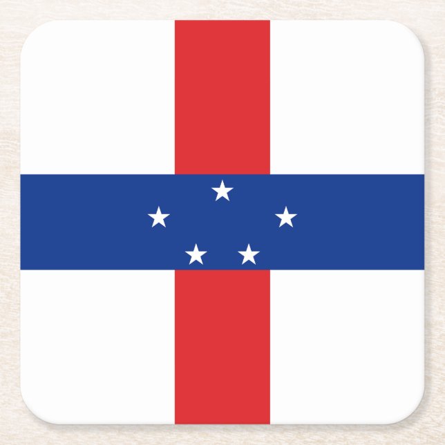 Dessous De Verre Carré Drapeau des Antilles Pays-Bas (Devant)