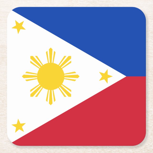 Dessous De Verre Carré Drapeau des Philippines (Devant)