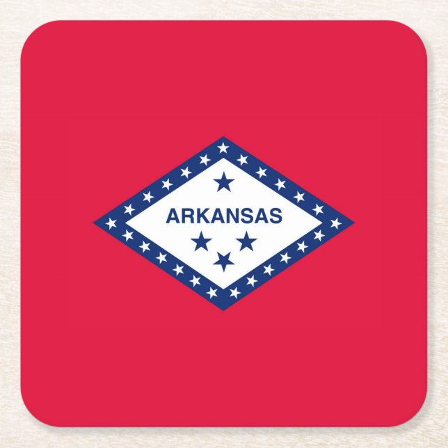 Dessous De Verre Carré Drapeau d'État Arkansas (Devant)
