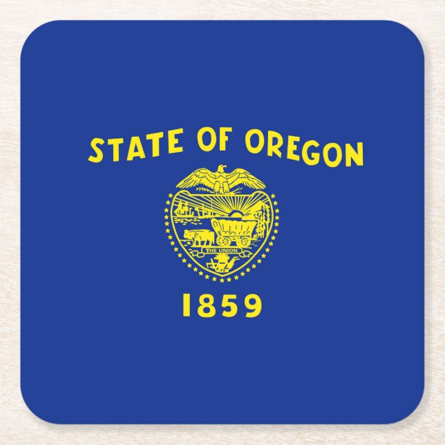 Dessous De Verre Carré Drapeau d'État de l'Oregon (Devant)