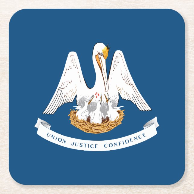 Dessous De Verre Carré Drapeau d'État de Louisiane (Devant)