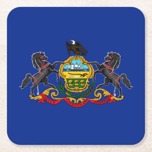 Dessous De Verre Carré Drapeau d'État de Pennsylvanie (Devant)