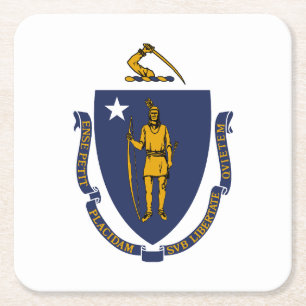 Dessous De Verre Carré Drapeau d'État du Massachusetts