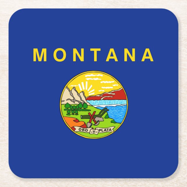 Dessous De Verre Carré Drapeau d'État du Montana (Devant)