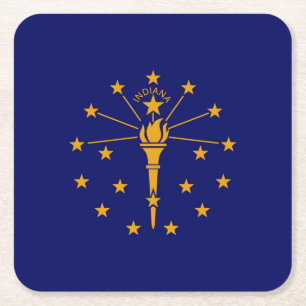 Dessous De Verre Carré Drapeau d'état Indiana