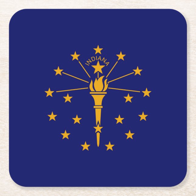 Dessous De Verre Carré Drapeau d'état Indiana (Devant)