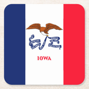 Dessous De Verre Carré Drapeau d'État Iowa