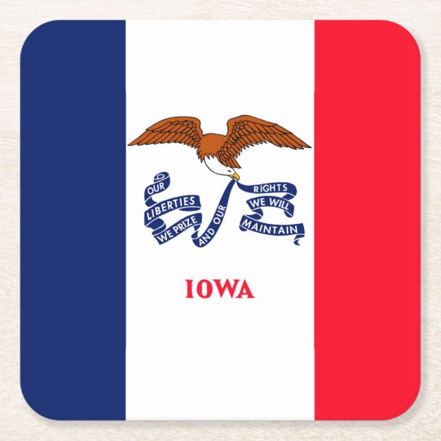 Dessous De Verre Carré Drapeau d'État Iowa (Devant)