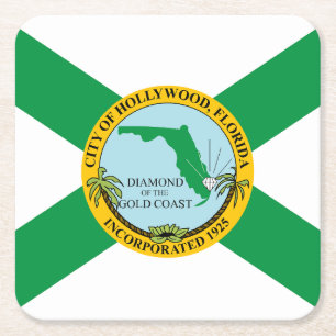 Dessous De Verre Carré Drapeau d'Hollywood, Floride