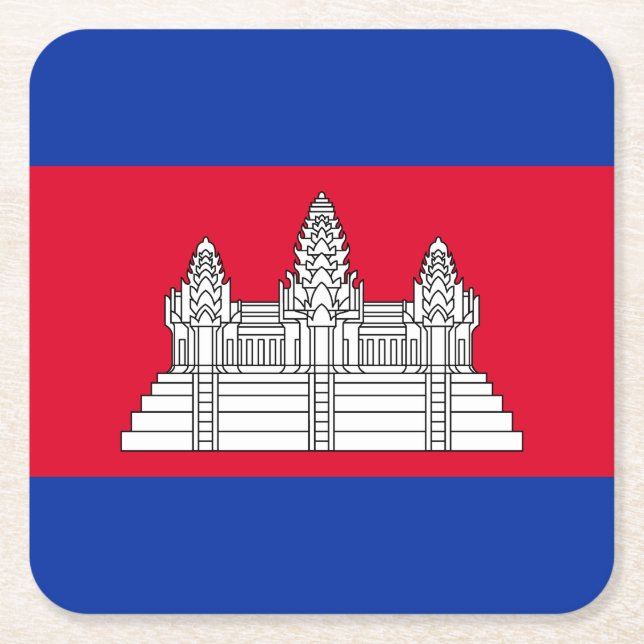 Dessous De Verre Carré Drapeau du Cambodge patriotique (Devant)