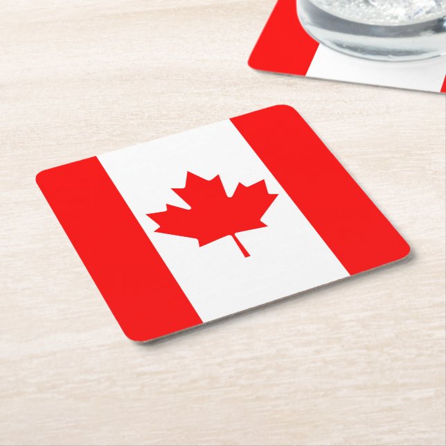 Dessous De Verre Carré Drapeau du Canada (Incliné)