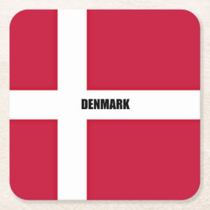 Dessous De Verre Carré Drapeau du Danemark (rouge et blanc)