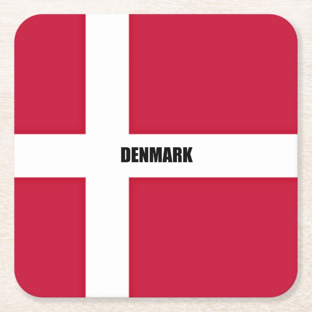 Dessous De Verre Carré Drapeau du Danemark (rouge et blanc) (Devant)