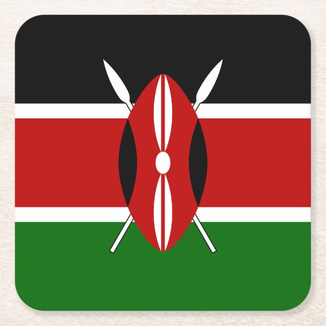 Dessous De Verre Carré Drapeau du Kenya (Devant)