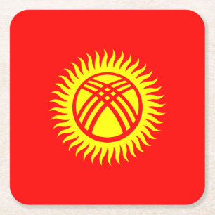 Dessous De Verre Carré Drapeau du Kirghizistan