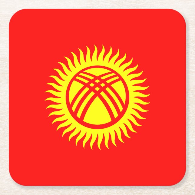 Dessous De Verre Carré Drapeau du Kirghizistan (Devant)