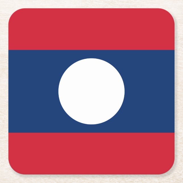 Dessous De Verre Carré Drapeau du Laos (Devant)