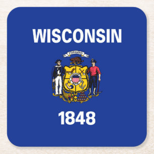 Dessous De Verre Carré Drapeau du Wisconsin