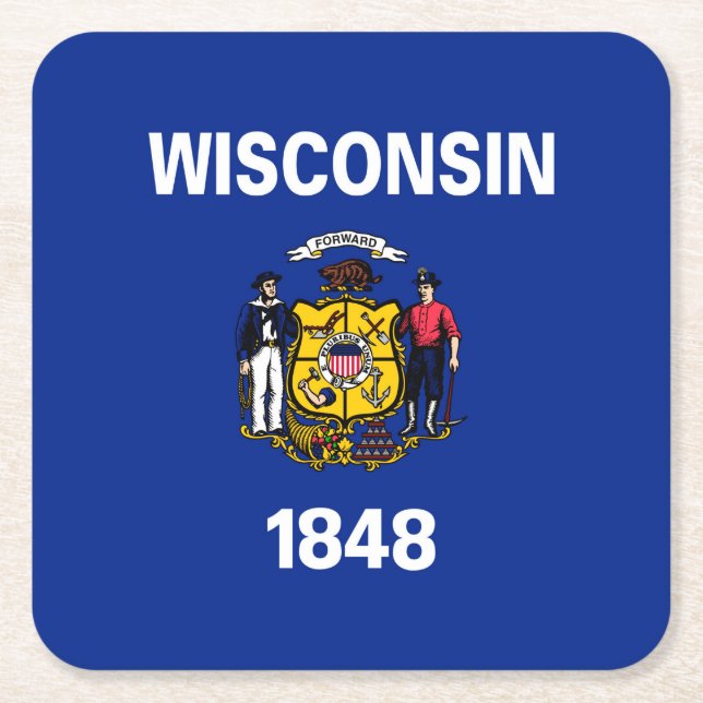 Dessous De Verre Carré Drapeau du Wisconsin (Devant)