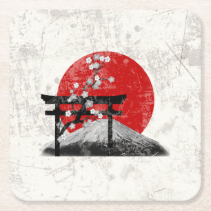 Dessous De Verre Carré Drapeau et symboles du Japon ID153