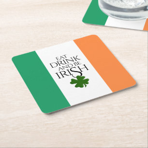 Dessous De Verre Carré Drapeau irlandais pour boire et être shamrock