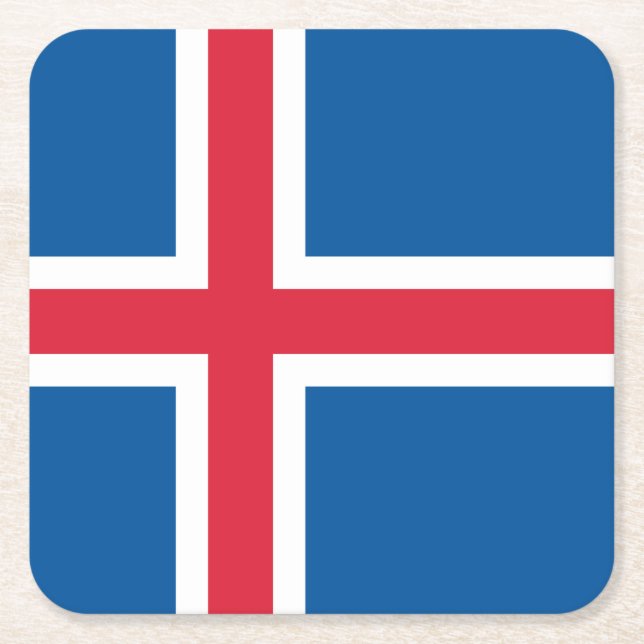 Dessous De Verre Carré Drapeau Islande (Devant)