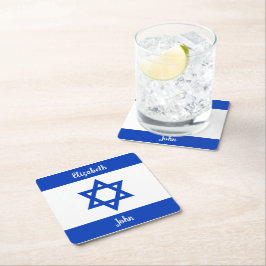 Dessous De Verre Carré Drapeau israélien personnalisé