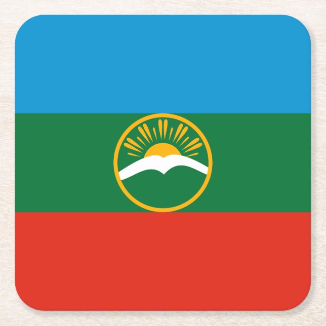 Dessous De Verre Carré Drapeau Karachay Cherkessia (Devant)