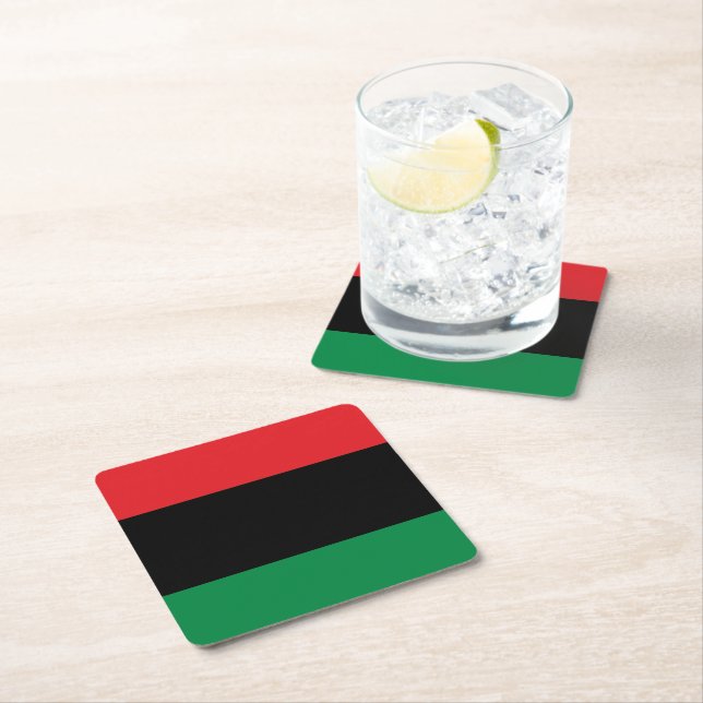 Dessous De Verre Carré Drapeau panafricain, Joyeux Kwanzaa (En situation)