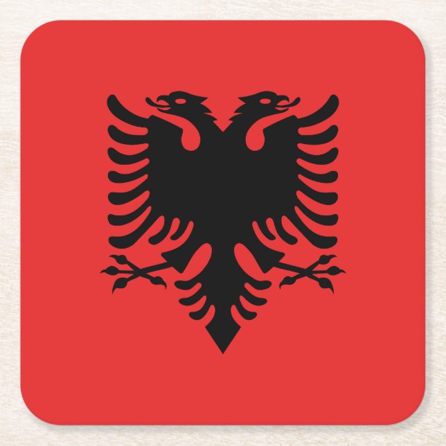 Dessous De Verre Carré Drapeau patriotique albanais (Devant)