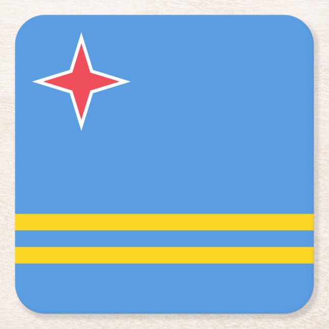 Dessous De Verre Carré Drapeau Patriotique Aruba (Devant)