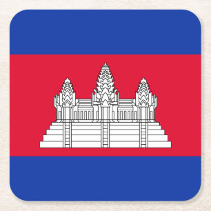 Dessous De Verre Carré Drapeau patriotique cambodgien