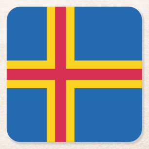 Dessous De Verre Carré Drapeau patriotique des îles Åland
