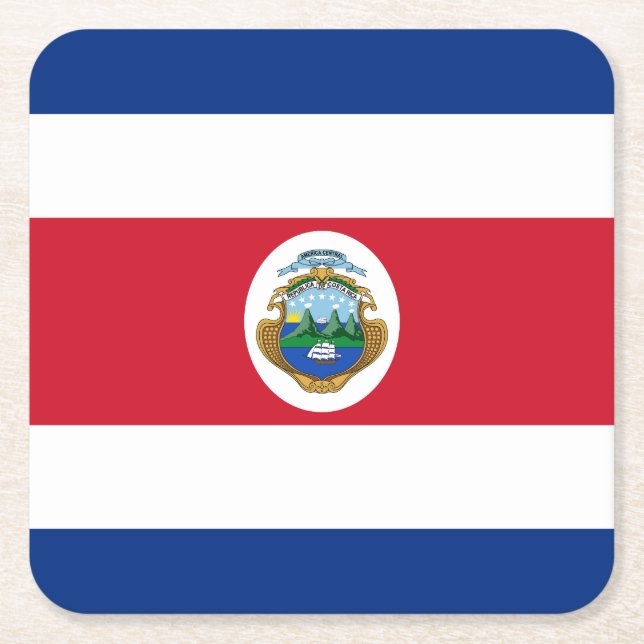 Dessous De Verre Carré Drapeau patriotique du Costa Rica (Devant)