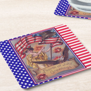 Dessous De Verre Carré Drapeau patriotique Lady Liberty 4 juillet